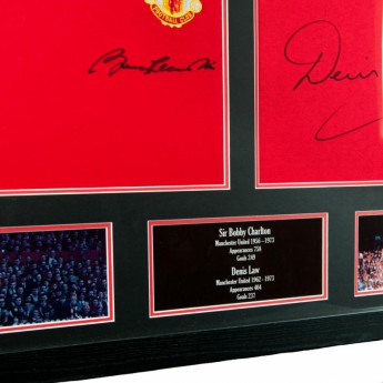 Legendy zarámovaný dres Manchester United Charlton & Law Signed Shirts (Dual Framed)