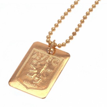 Aston Villa retiazka na krk s psou známkou Gold Plated Dog Tag & Chain