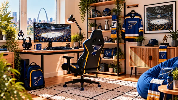 Inšpirácia pre fanúšikovský pracovný kútik St. Louis Blues