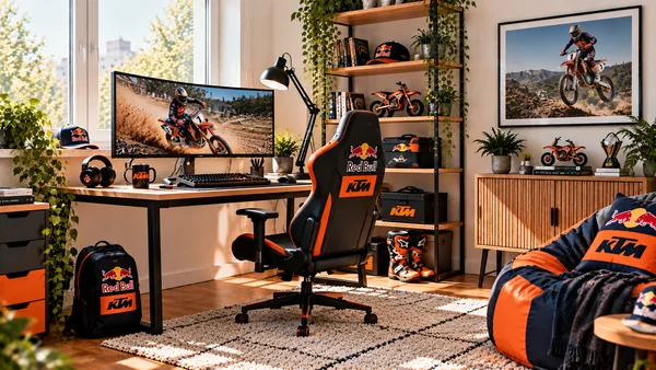 Inšpirácia pre fanúšikovský pracovný kútik Red Bull KTM