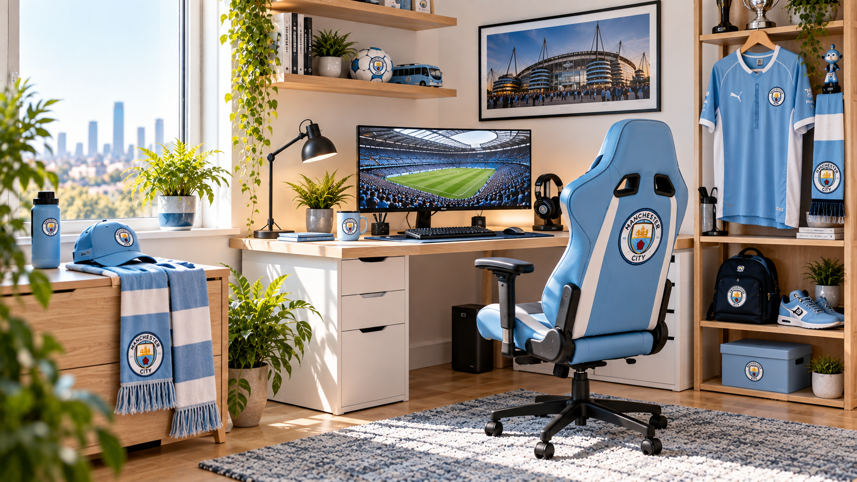 Inšpirácia pre fanúšikovský pracovný kútik Manchester City