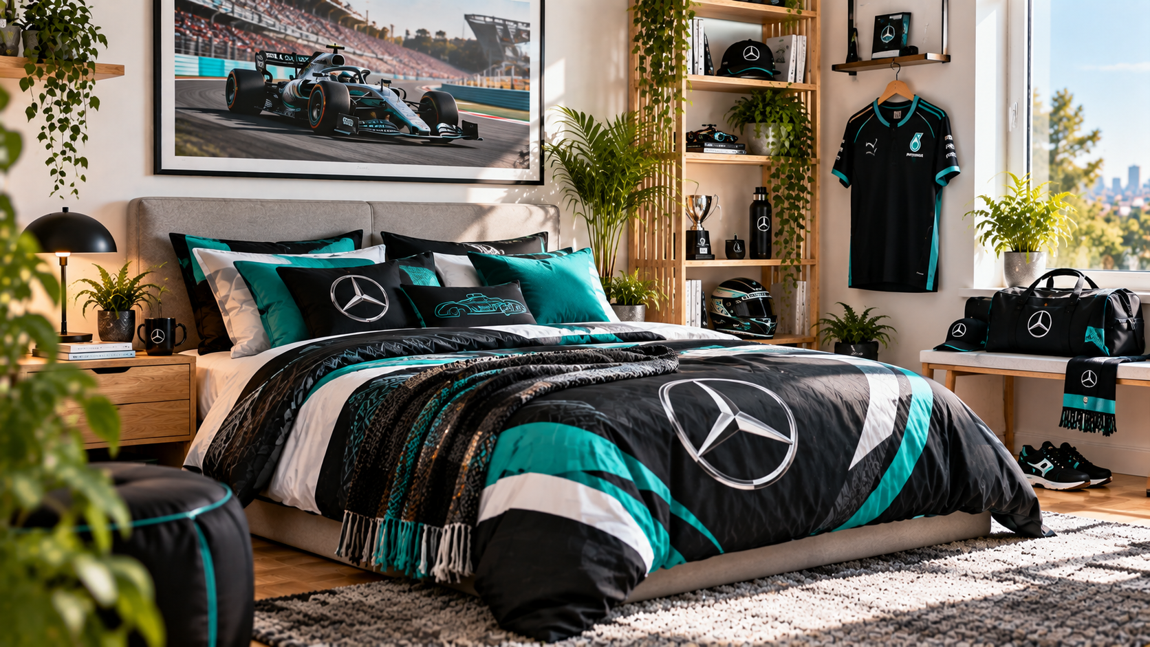 Inšpirácia pre fanúšikovskú izbu Mercedes AMG Petronas