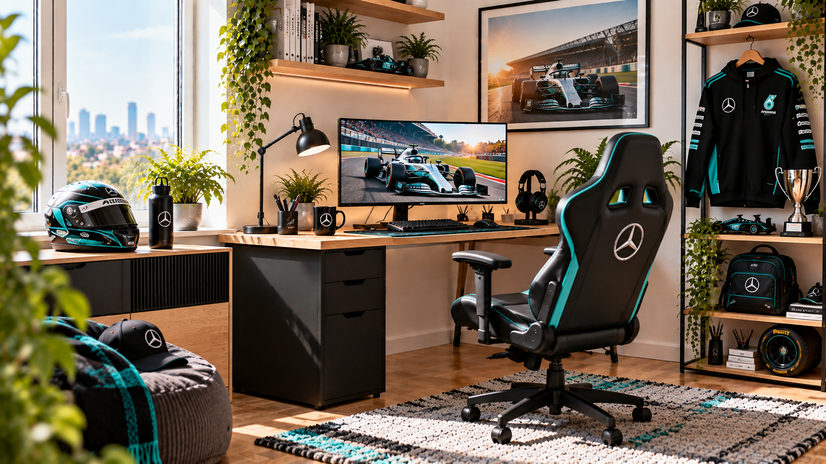 Inšpirácia pre fanúšikovský pracovný kútik Mercedes AMG Petronas