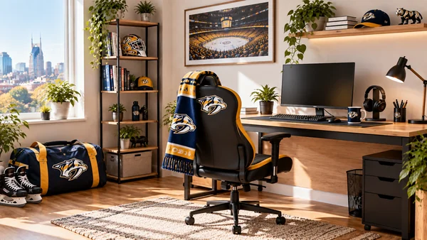 Inšpirácia pre fanúšikovský pracovný kútik Nashville Predators