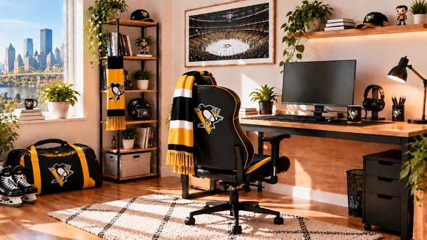 Inšpirácia pre fanúšikovský pracovný kútik Pittsburgh Penguins