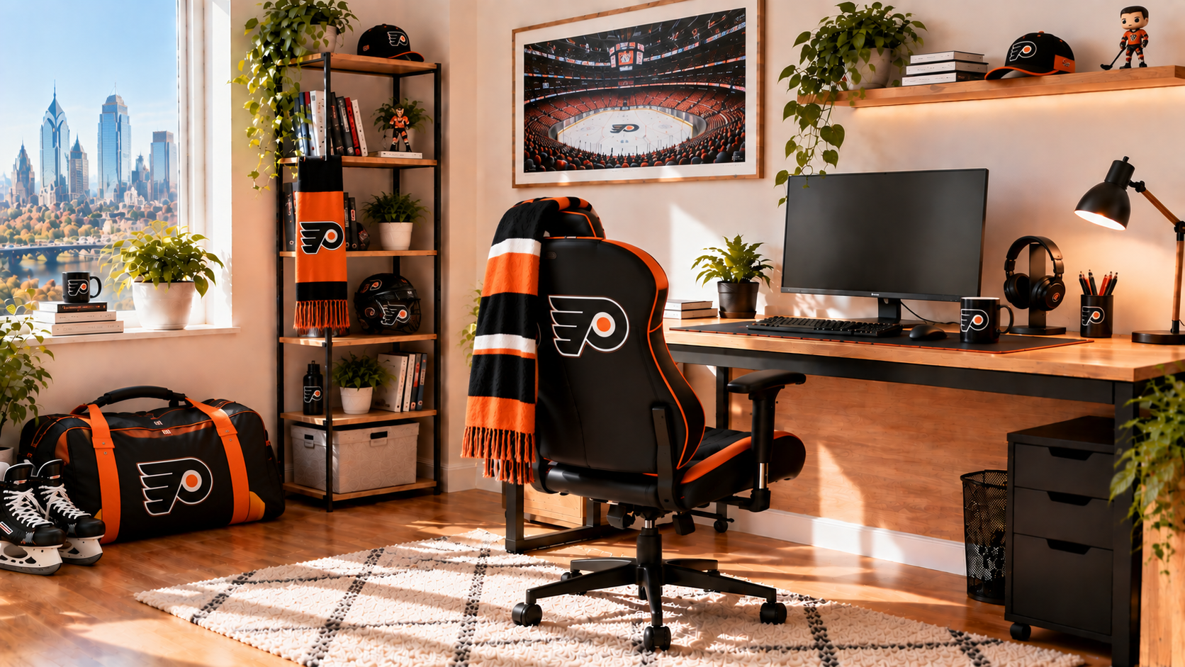 Inšpirácia pre fanúšikovský pracovný kútik Philadelphia Flyers