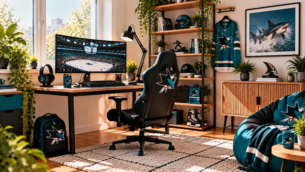 Inšpirácia pre fanúšikovský pracovný kútik San Jose Sharks