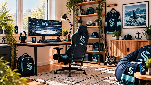 Inšpirácia pre fanúšikovský pracovný kútik Seattle Kraken