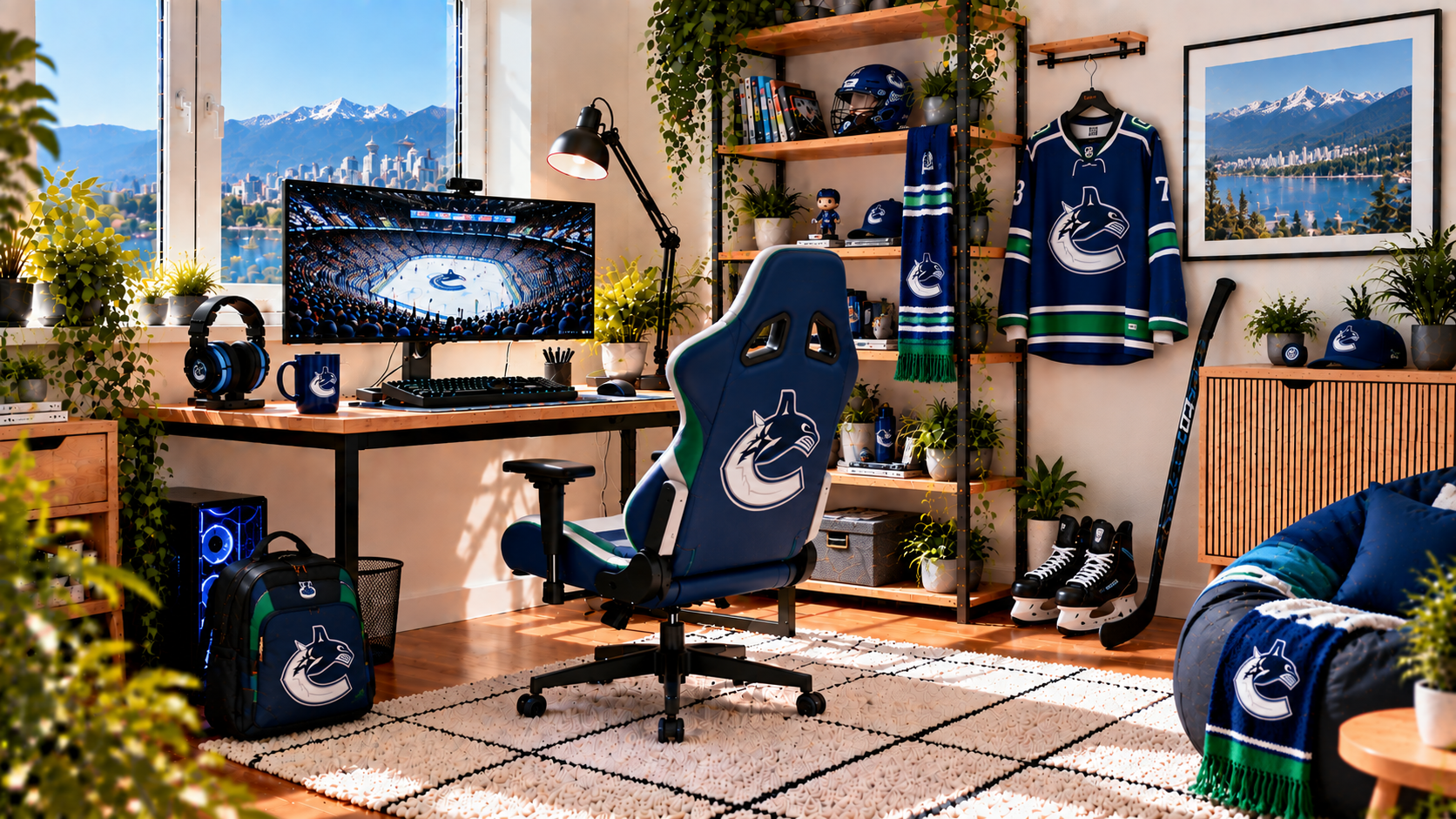 Inšpirácia pre fanúšikovský pracovný kútik Vancouver Canucks
