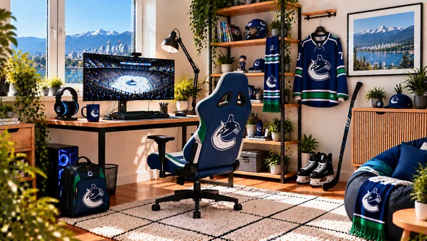 Inšpirácia pre fanúšikovský pracovný kútik Vancouver Canucks