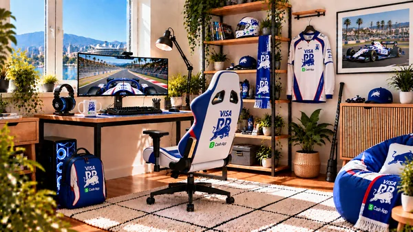 Inšpirácia pre fanúšikovský pracovný kútik Visa Cash App RB